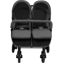 Niños vidaXL Transporte De Bebés-Carrito para gemelos de acero y negro