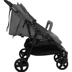 Niños vidaXL Transporte De Bebés-Carrito para gemelos de acero y negro