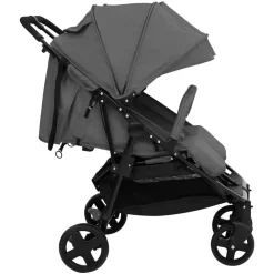 Niños vidaXL Transporte De Bebés-Carrito para gemelos de acero y negro