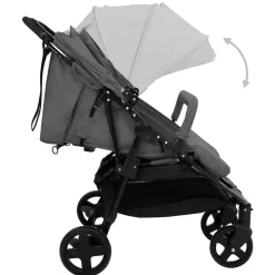 Niños vidaXL Transporte De Bebés-Carrito para gemelos de acero y negro