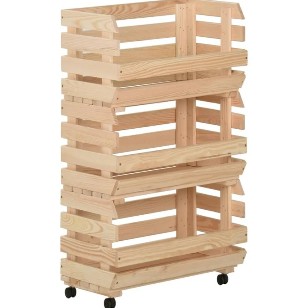 vidaXL Carrito para verduras madera maciza de pino 37x30x80 cm Sale