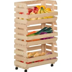 vidaXL Carrito para verduras madera maciza de pino 37x30x80 cm Sale