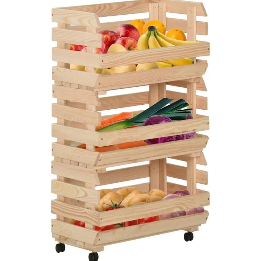 vidaXL Carrito para verduras madera maciza de pino 37x30x80 cm Sale