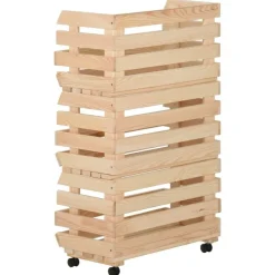vidaXL Carrito para verduras madera maciza de pino 37x30x80 cm Sale