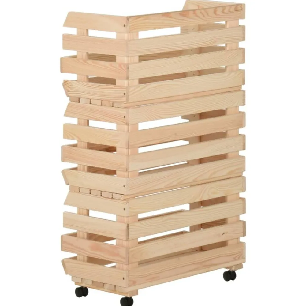 vidaXL Carrito para verduras madera maciza de pino 37x30x80 cm Sale