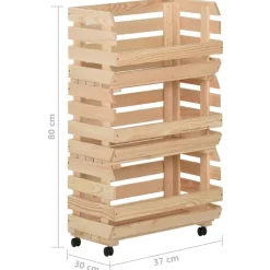 vidaXL Carrito para verduras madera maciza de pino 37x30x80 cm Sale