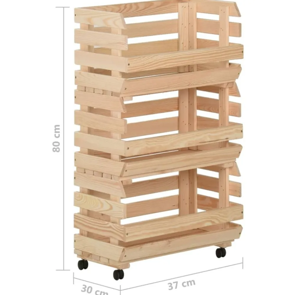 vidaXL Carrito para verduras madera maciza de pino 37x30x80 cm Sale