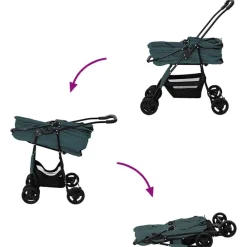 vidaXL Carrito Plegable para Mascotas 81 x 47 x 99 cm Poliéster Verde Hot