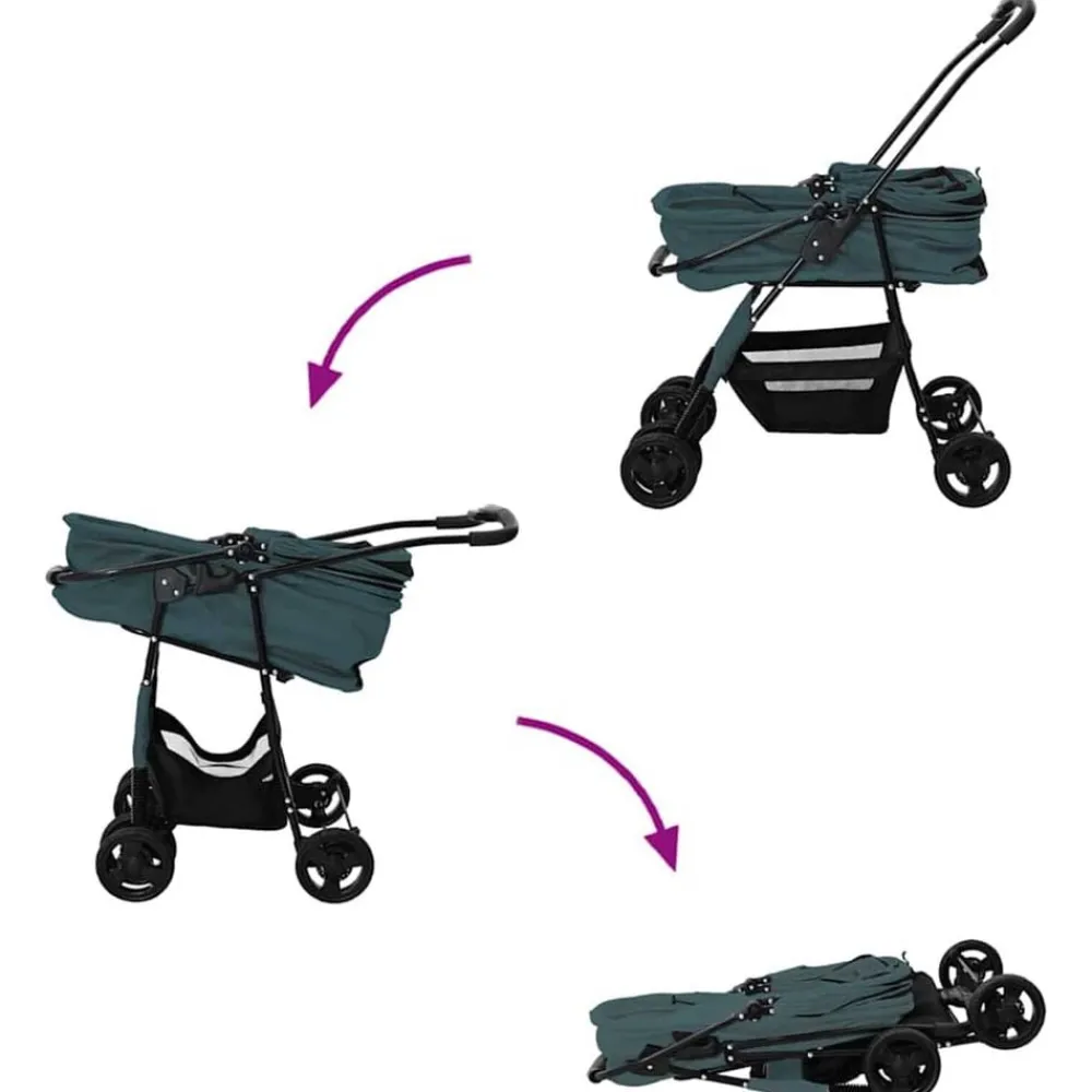 vidaXL Carrito Plegable para Mascotas 81 x 47 x 99 cm Poliéster Verde Hot