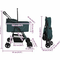 vidaXL Carrito Plegable para Mascotas 81 x 47 x 99 cm Poliéster Verde Hot