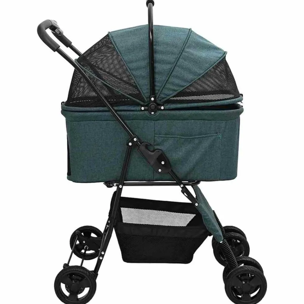 vidaXL Carrito Plegable para Mascotas 81 x 47 x 99 cm Poliéster Verde Hot