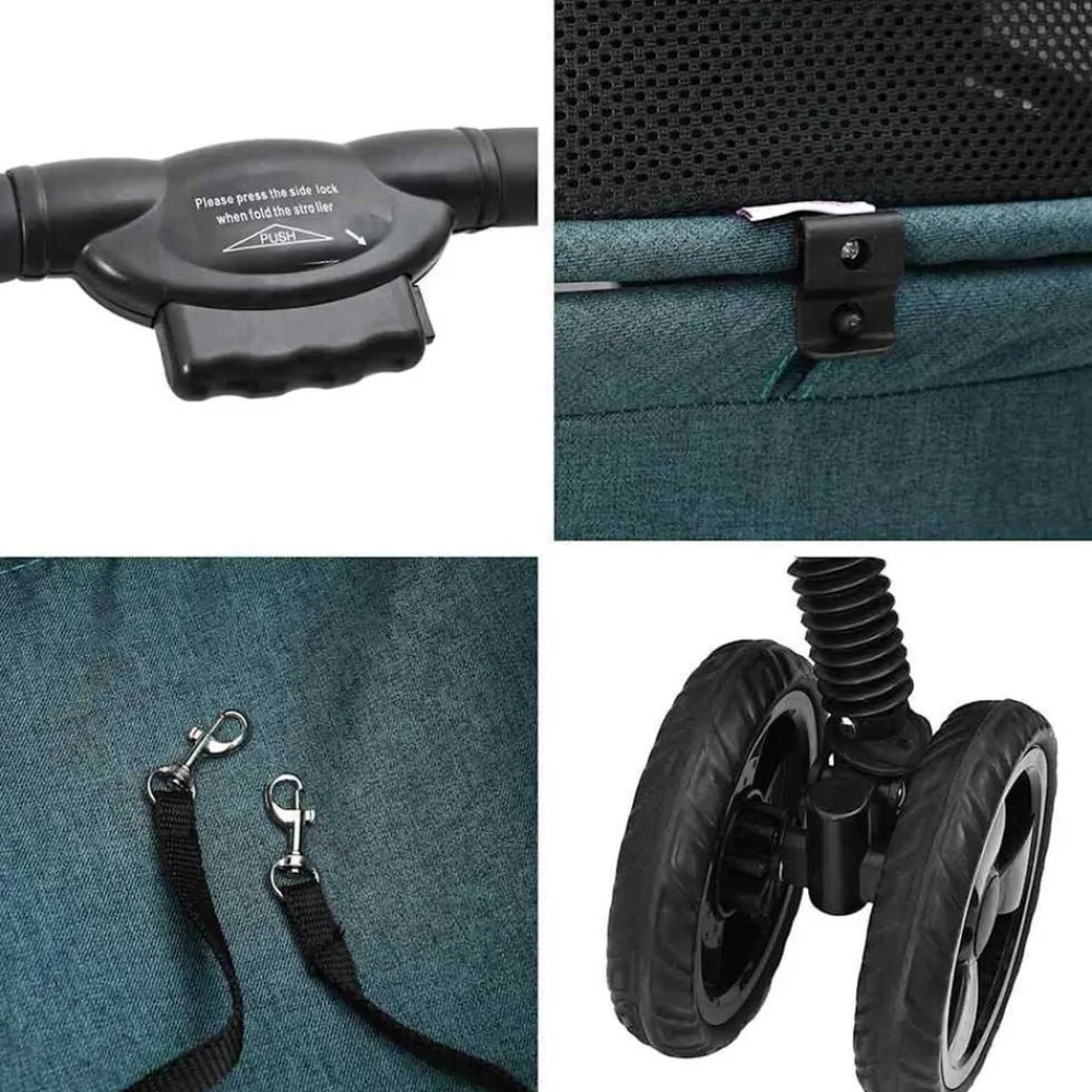 vidaXL Carrito Plegable para Mascotas 81 x 47 x 99 cm Poliéster Verde Hot