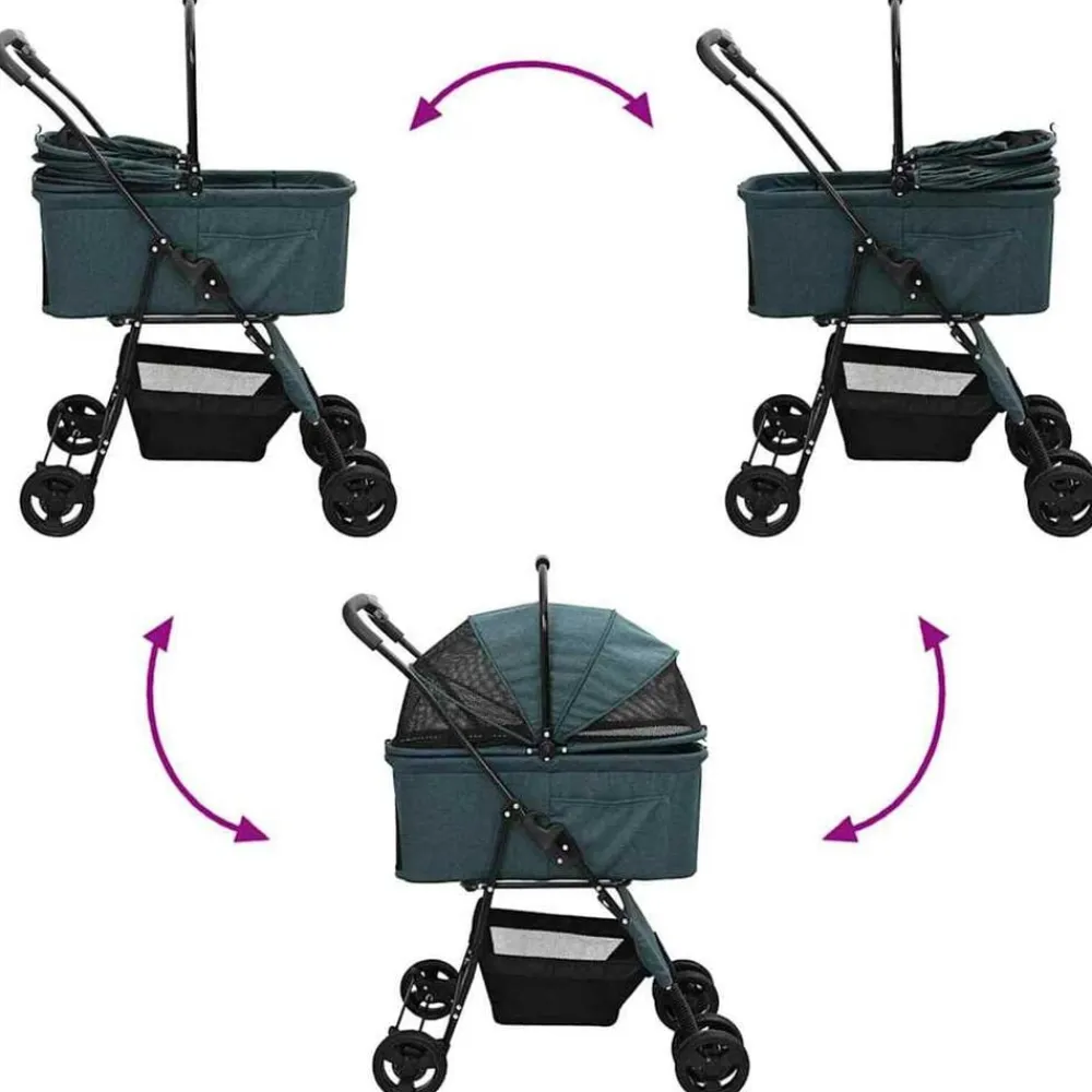 vidaXL Carrito Plegable para Mascotas 81 x 47 x 99 cm Poliéster Verde Hot