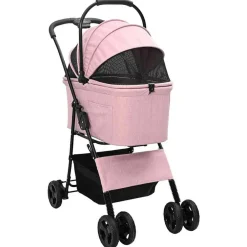 vidaXL Carrito Plegable para Mascotas 81 x 47 x 99 cm Poliéster Rosa Clearance