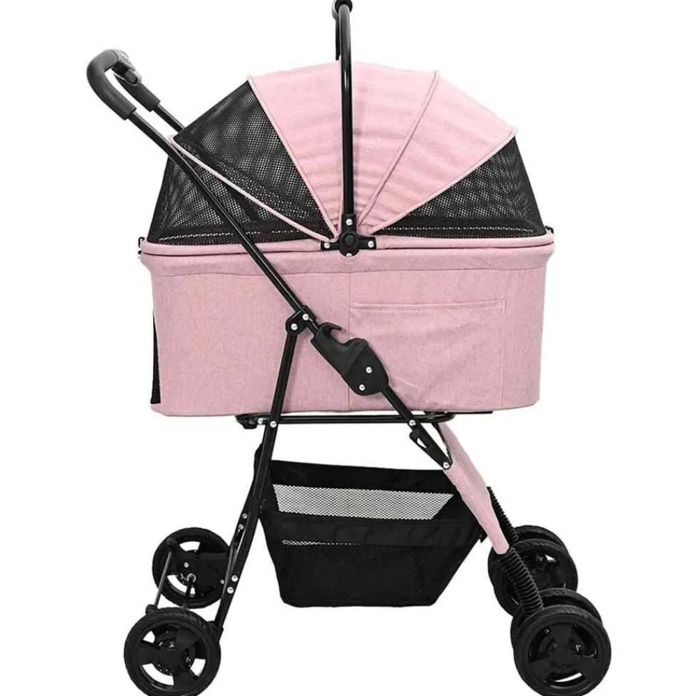 vidaXL Carrito Plegable para Mascotas 81 x 47 x 99 cm Poliéster Rosa Clearance