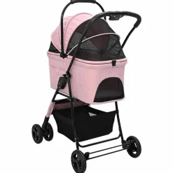 vidaXL Carrito Plegable para Mascotas 81 x 47 x 99 cm Poliéster Rosa Clearance