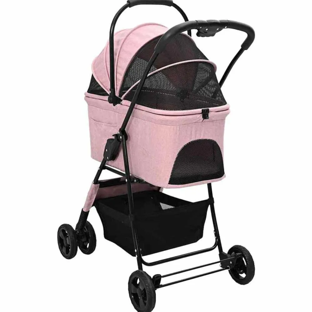 vidaXL Carrito Plegable para Mascotas 81 x 47 x 99 cm Poliéster Rosa Clearance