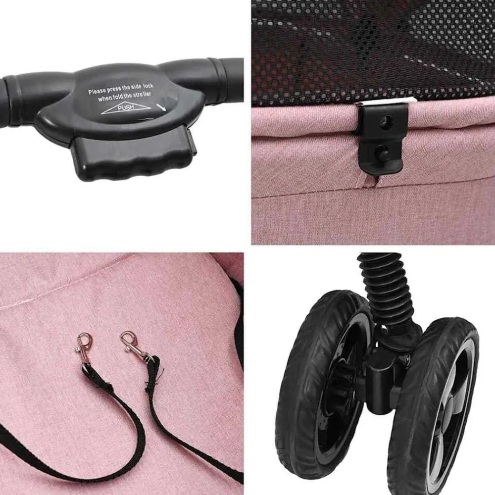 vidaXL Carrito Plegable para Mascotas 81 x 47 x 99 cm Poliéster Rosa Clearance