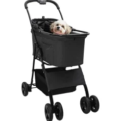 vidaXL Carrito Plegable para Mascotas 81 x 47 x 99 cm Poliéster Negro Discount
