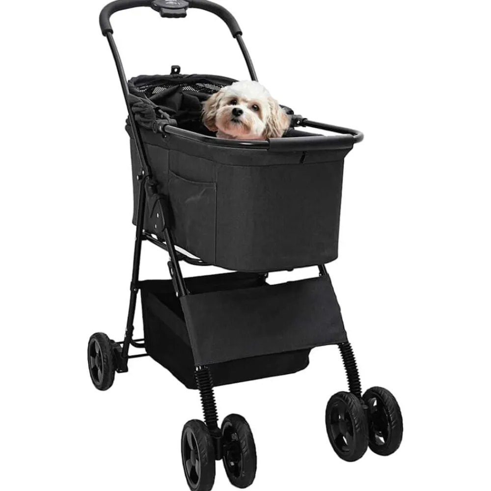 vidaXL Carrito Plegable para Mascotas 81 x 47 x 99 cm Poliéster Negro Discount