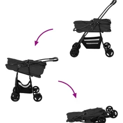 vidaXL Carrito Plegable para Mascotas 81 x 47 x 99 cm Poliéster Negro Discount