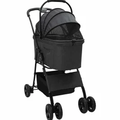 vidaXL Carrito Plegable para Mascotas 81 x 47 x 99 cm Poliéster Negro Discount