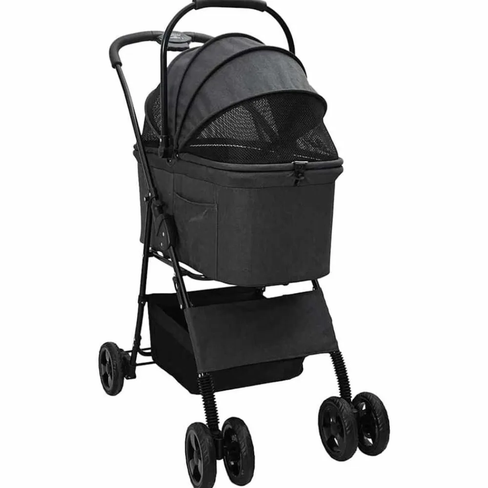 vidaXL Carrito Plegable para Mascotas 81 x 47 x 99 cm Poliéster Negro Discount