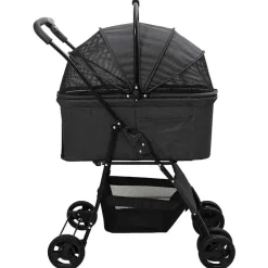 vidaXL Carrito Plegable para Mascotas 81 x 47 x 99 cm Poliéster Negro Discount