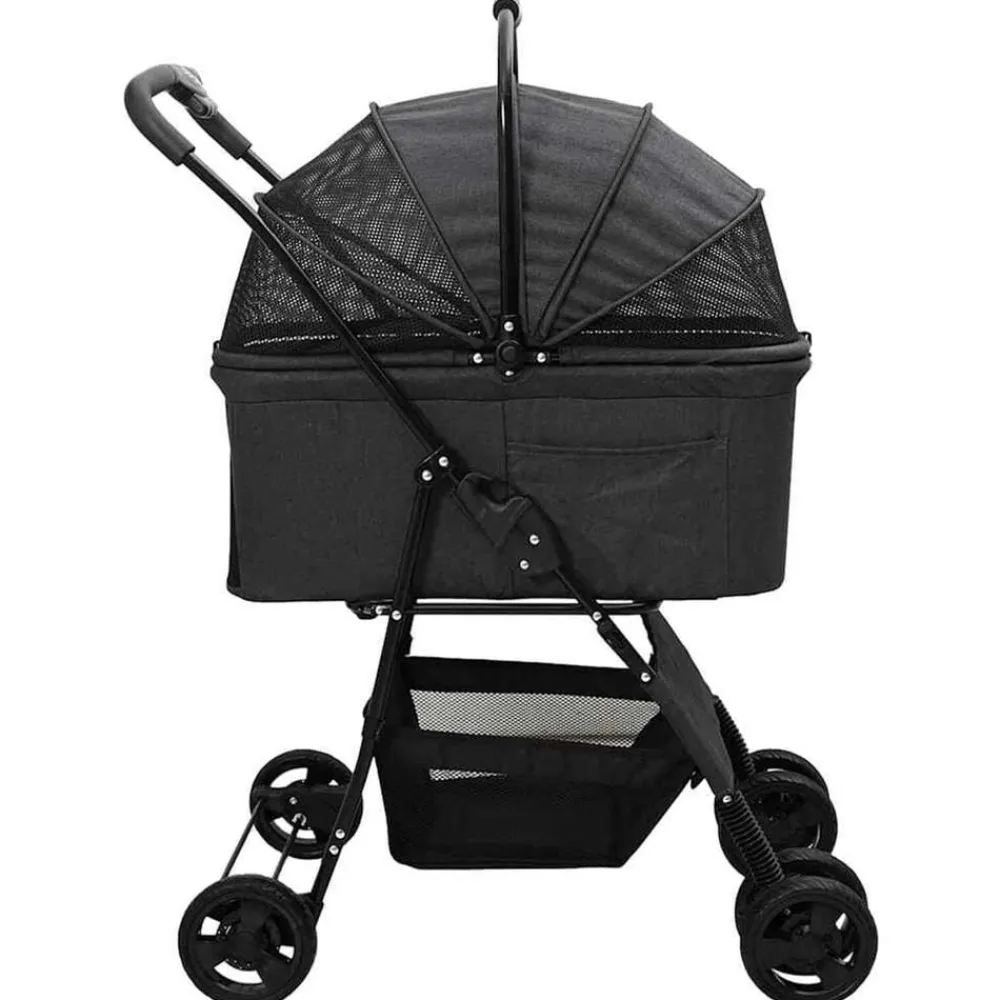 vidaXL Carrito Plegable para Mascotas 81 x 47 x 99 cm Poliéster Negro Discount