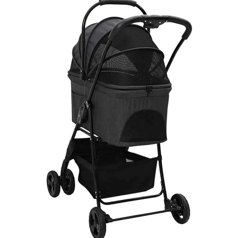 vidaXL Carrito Plegable para Mascotas 81 x 47 x 99 cm Poliéster Negro Discount