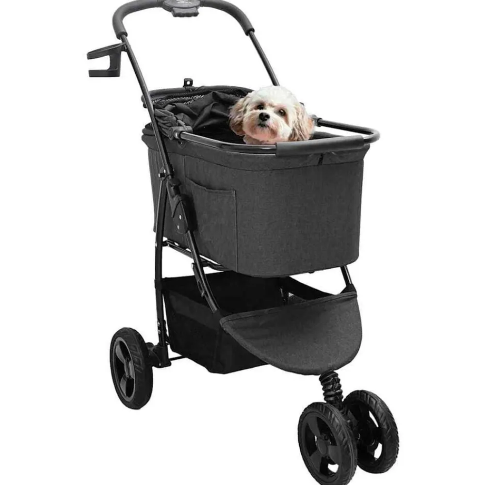 vidaXL Carrito Plegable para Mascotas 78 x 54 x 101 cm Poliéster Negro Hot