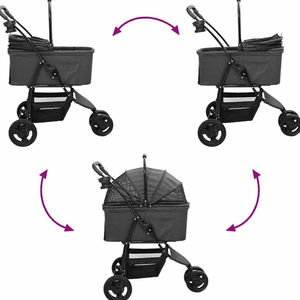 vidaXL Carrito Plegable para Mascotas 78 x 54 x 101 cm Poliéster Negro Hot