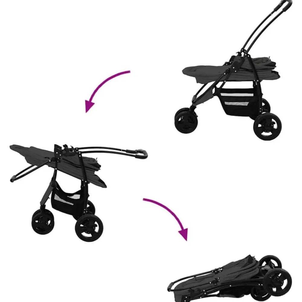 vidaXL Carrito Plegable para Mascotas 78 x 54 x 101 cm Poliéster Negro Hot