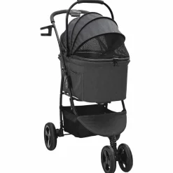 vidaXL Carrito Plegable para Mascotas 78 x 54 x 101 cm Poliéster Negro Hot