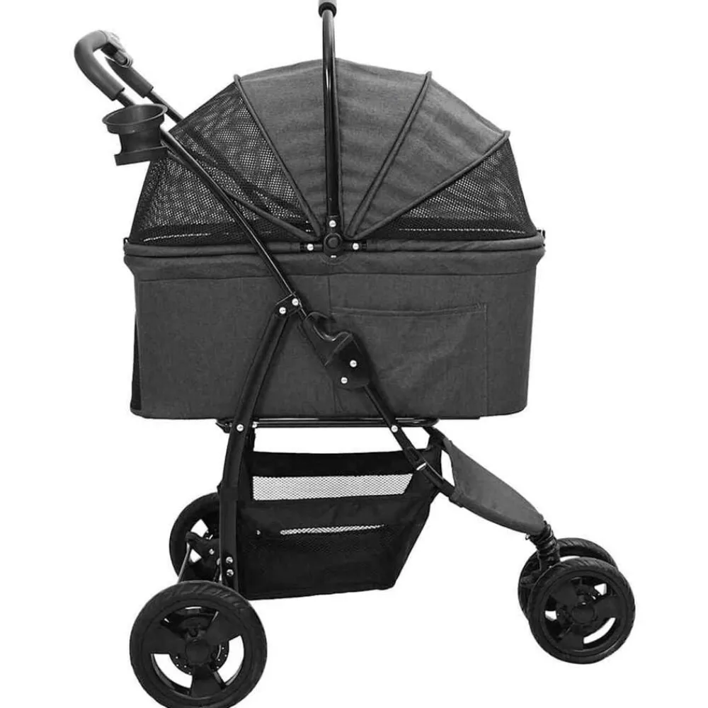 vidaXL Carrito Plegable para Mascotas 78 x 54 x 101 cm Poliéster Negro Hot