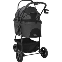 vidaXL Carrito Plegable para Mascotas 78 x 54 x 101 cm Poliéster Negro Hot