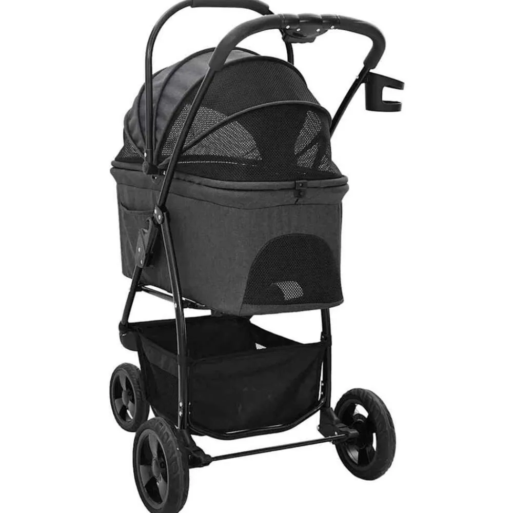 vidaXL Carrito Plegable para Mascotas 78 x 54 x 101 cm Poliéster Negro Hot