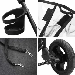 vidaXL Carrito Plegable para Mascotas 78 x 54 x 101 cm Poliéster Negro Hot