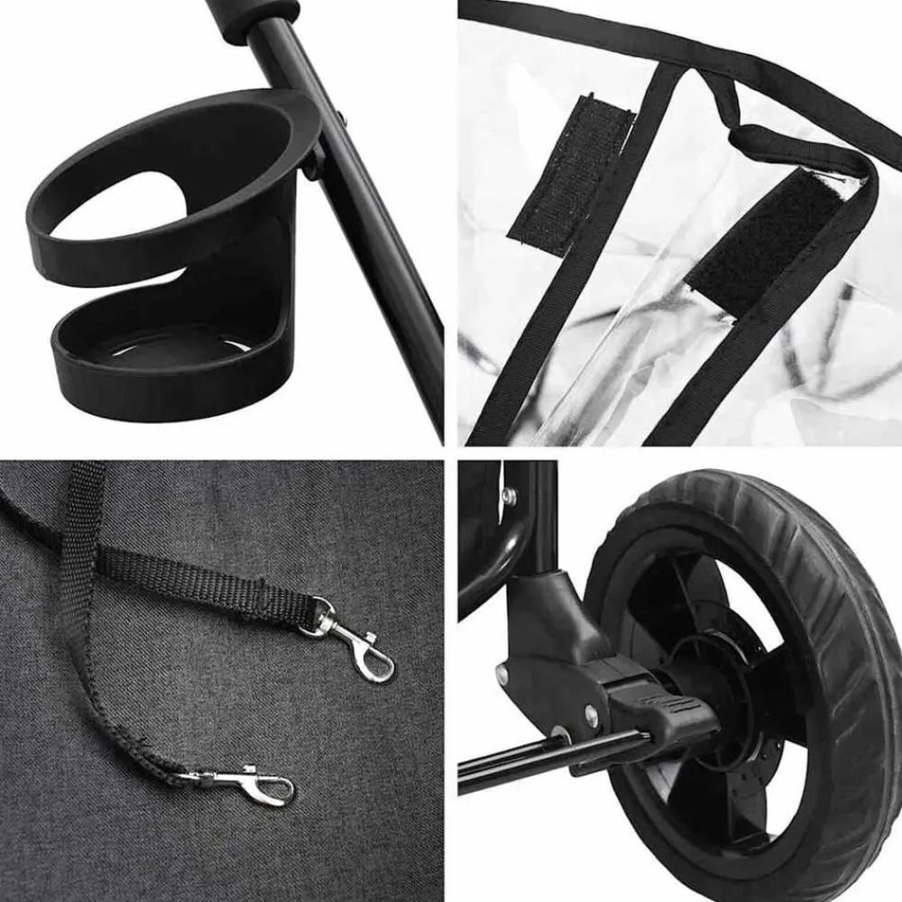 vidaXL Carrito Plegable para Mascotas 78 x 54 x 101 cm Poliéster Negro Hot