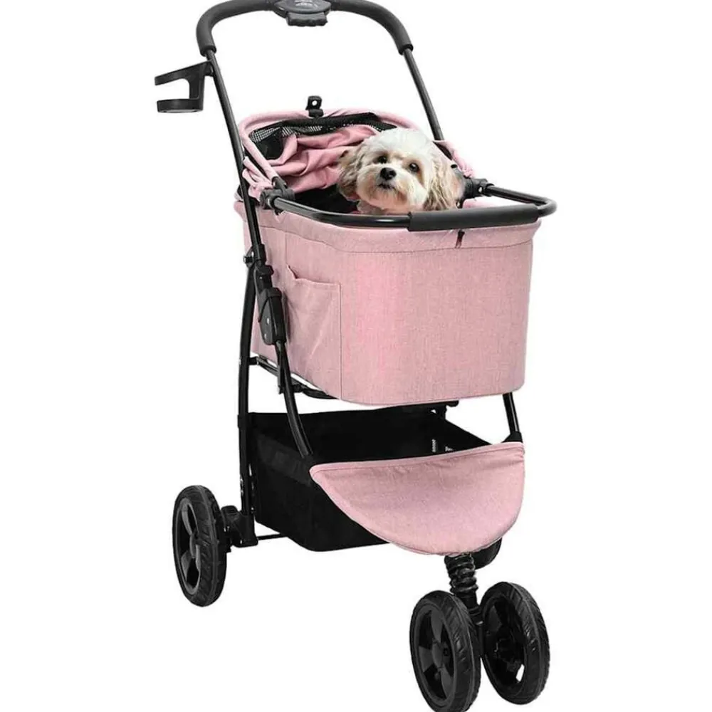 vidaXL Carrito Plegable para Mascotas 78 x 54 x 101 cm Poliéster Rosa New