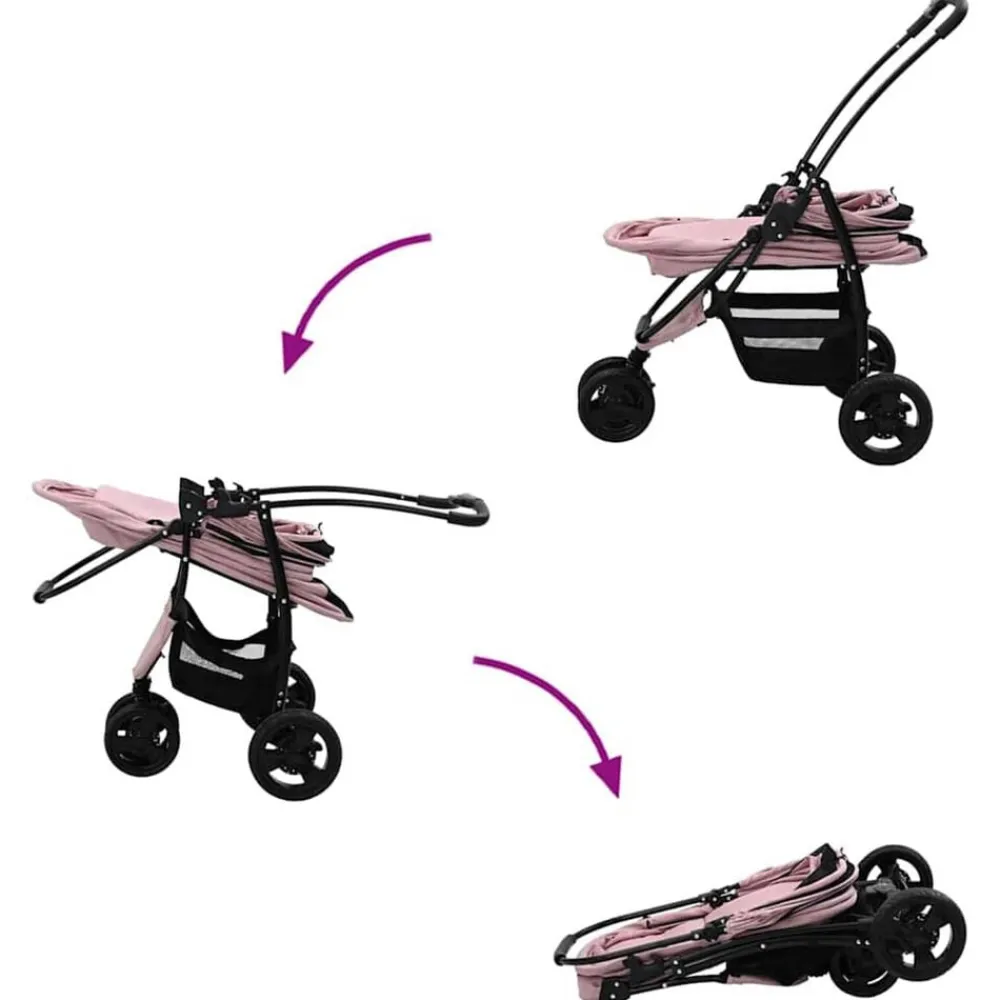 vidaXL Carrito Plegable para Mascotas 78 x 54 x 101 cm Poliéster Rosa New