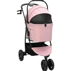 vidaXL Carrito Plegable para Mascotas 78 x 54 x 101 cm Poliéster Rosa New