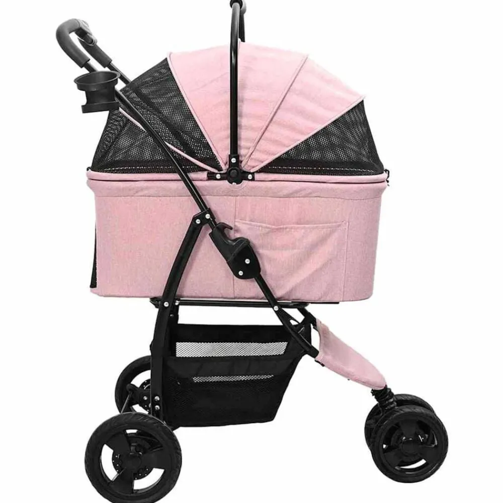 vidaXL Carrito Plegable para Mascotas 78 x 54 x 101 cm Poliéster Rosa New