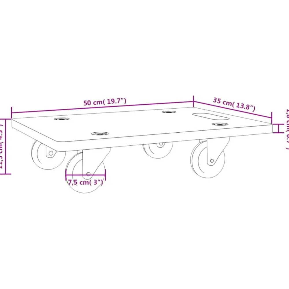 vidaXL Carritos de transporte 2 uds rectangular 50x35x11,5 cm 250 kg Hot