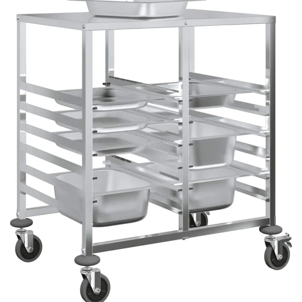 vidaXL Carro con bandejas y 12 contenedores GN 75x55x87 cm Discount