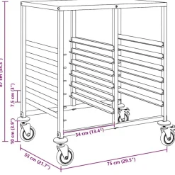 vidaXL Carro con bandejas y 12 contenedores GN 75x55x87 cm Discount