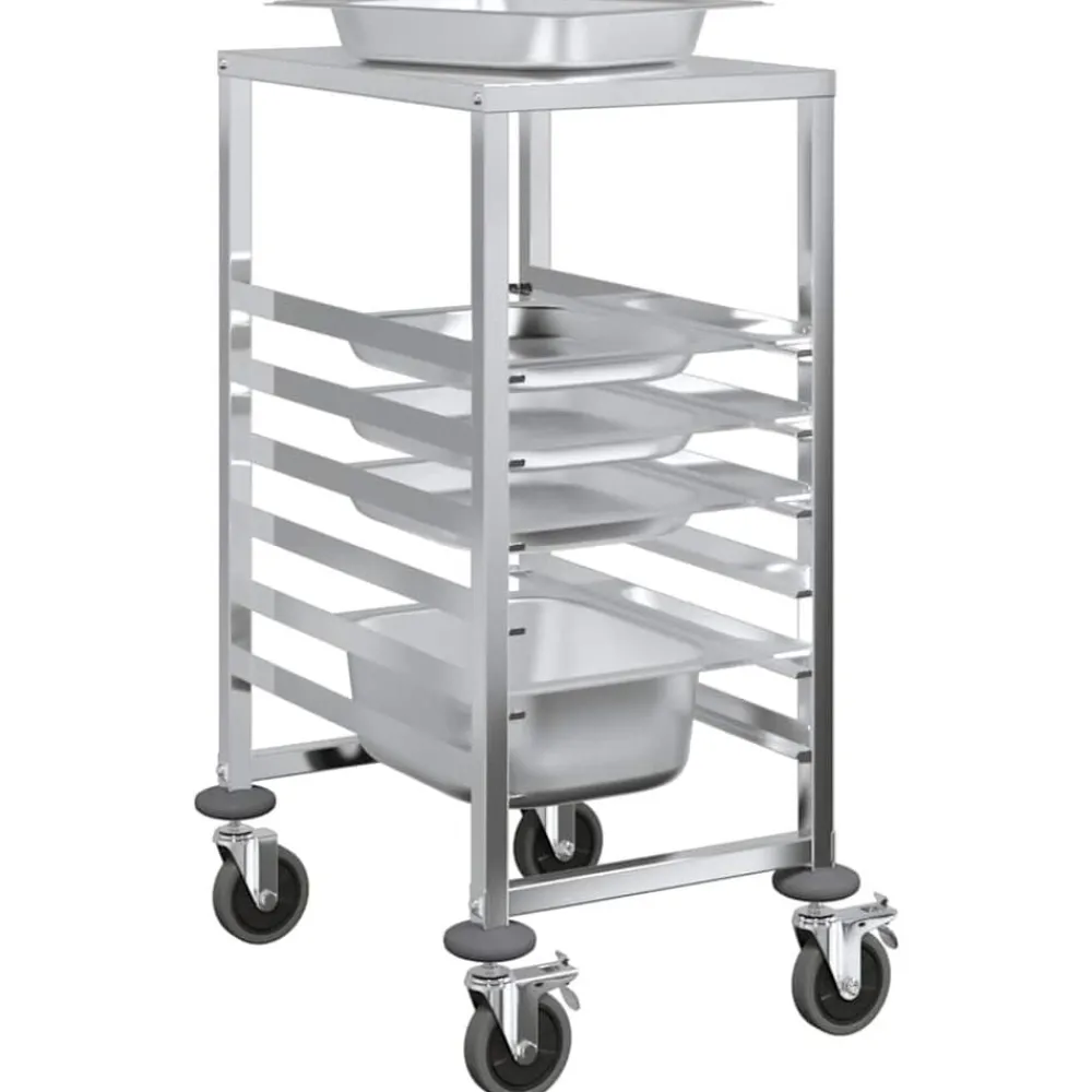 vidaXL Carros E Islas-Carro con bandejas y 6 contenedores GN 39x55x87 cm