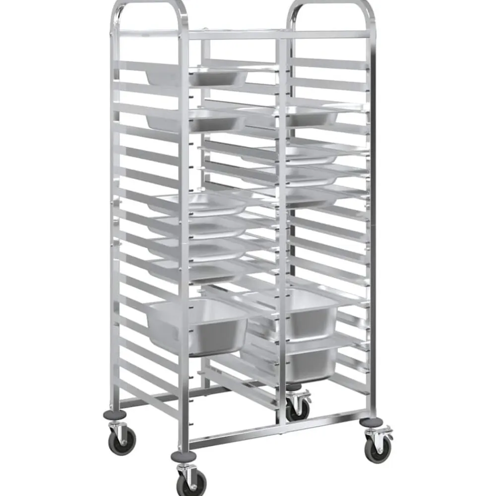 vidaXL Carro con bandejas y 32 contenedores GN 75x55x162,5 cm Discount