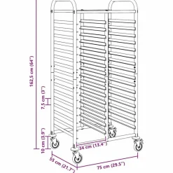 vidaXL Carro con bandejas y 32 contenedores GN 75x55x162,5 cm Discount