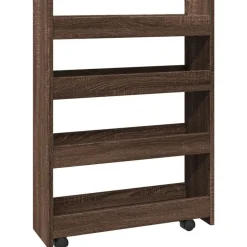 vidaXL Carro de almacenaje estrecho 4 niveles madera marrón roble Marrón roble Discount